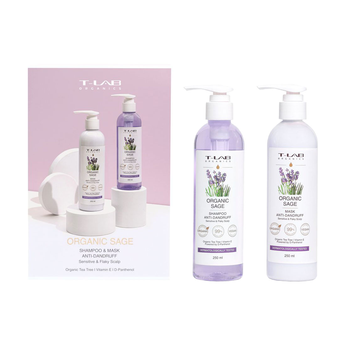 Уцінка! Подарунковий набір для волосся T-LAB Professional Organics Organic Sage (шампунь, 250 мл + маска, 250 мл)